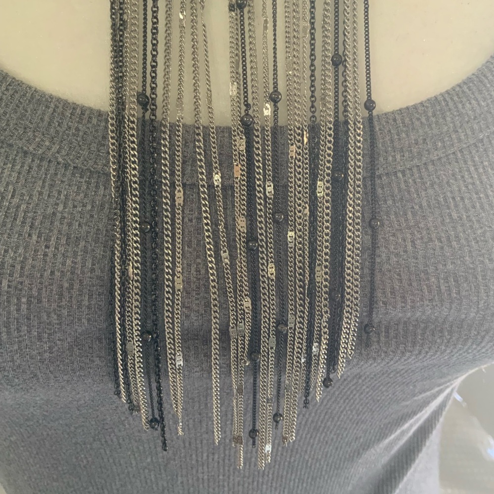 Dramatic Black And Silver Cascading Earrings - image 3